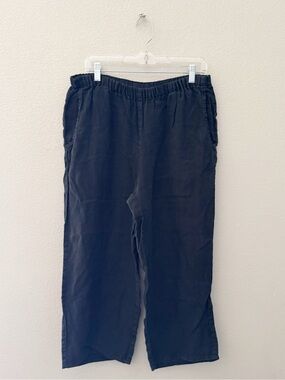 Flax 100% Linen Pull On Pant Small Black Coastal Resort Minimalist Lagenlook